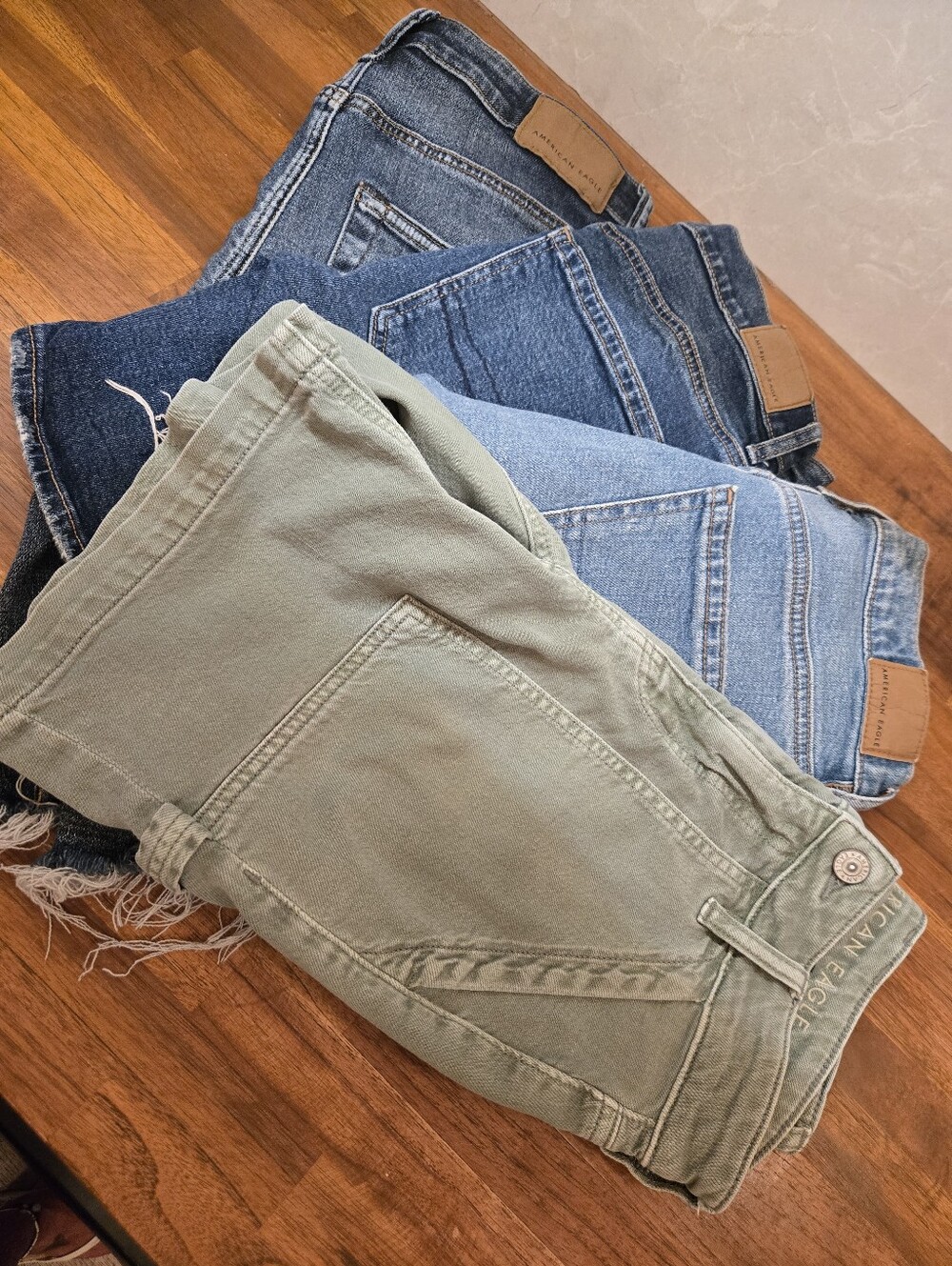 American Eagle Shorts Bundle Sizes 00 & 28 Green Olive Blue Denim